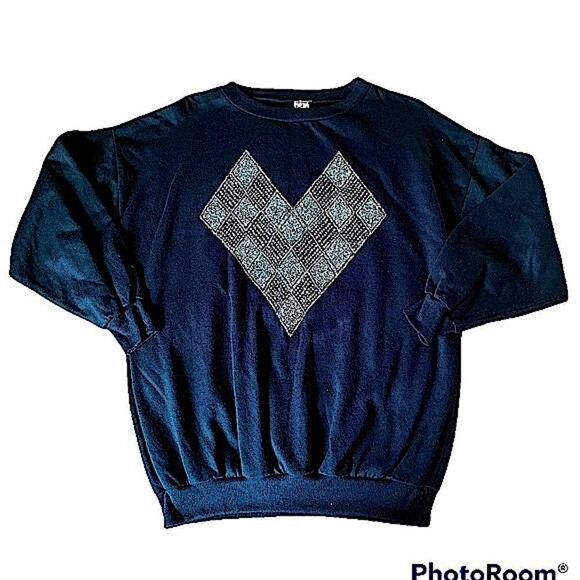 Vintage Sparkly Silver Glitter Heart design sweatshirt - Picture 1 of 7